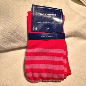 Tooby Doo girls footless sweater tights leggings red and pink stripe NEW